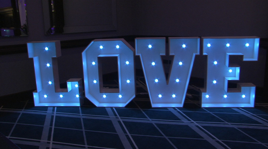 Love spelled with Light up Letters